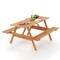 Costway 6 Person Picnic Table Set with Patio Table 2 Built-in Benches 2" Umbrella Hole